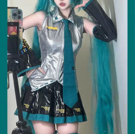 白菜价初音未来公式服 cos服 白银漆皮款...