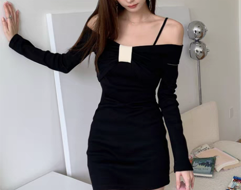 包邮春夏新款纯欲轻熟一字肩罩衫吊带女露肩修...