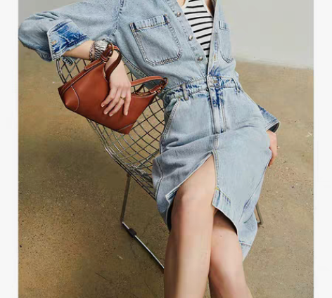 转卖2022年早春新款长袖牛仔连衣裙女夏开...