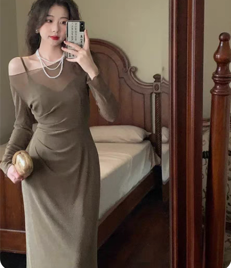 包邮EIA一尧【银河舞厅】港风网纱圆领褶皱...