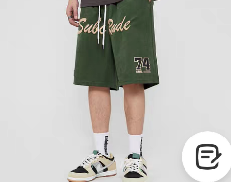 转卖潮牌欧美高街字母发泡直筒阔腿短裤男夏季...