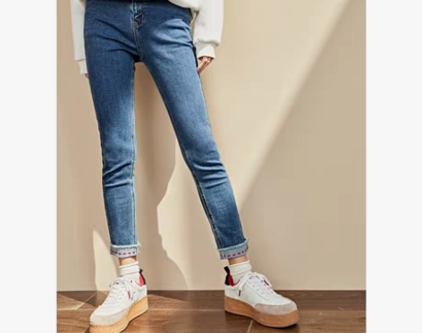 转卖乐町牛仔铅笔裤长裤港味复古chic裤子...