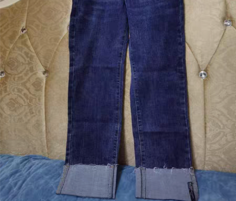 包邮牛仔九分裤翻边铅笔裤细脚裤秋冬款女 基...