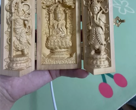 可折叠木质东阳木雕佛像千手观音韦陀伽蓝菩萨...