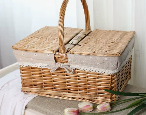 柳瑞轩柳编野餐篮手提篮购物篮提篮花篮礼品包...