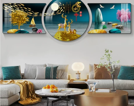 工艺画 壁画工艺画现代简约客厅装饰画沙发背...