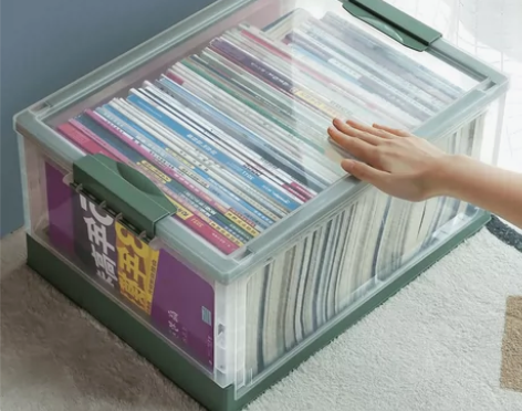 带轮书箱书本收纳箱透明学生教室用放书籍装书...