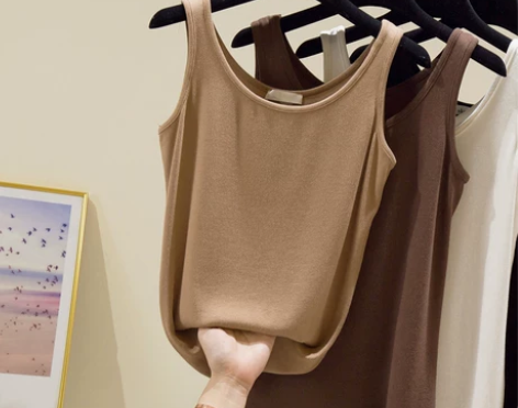 吊带夏季纯棉背心女修身外穿U领网红薄款针织...