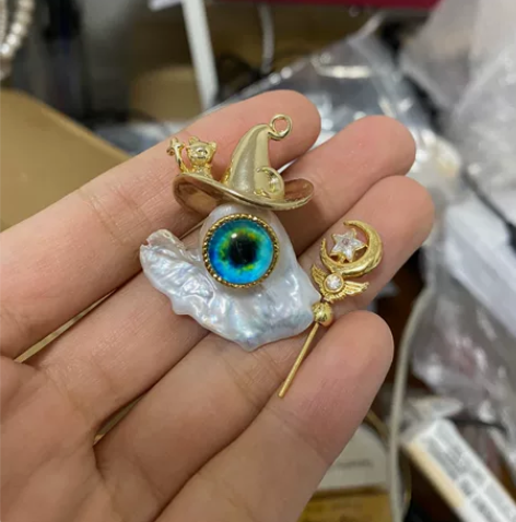 阿飘巴洛克定制 小恶魔天使珍珠手作吊坠原创...