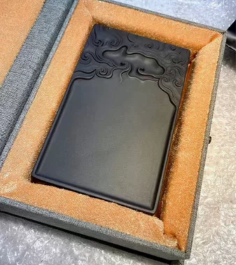 天然原石龙尾砚 【祥云素砚】老坑黑龙尾 安...