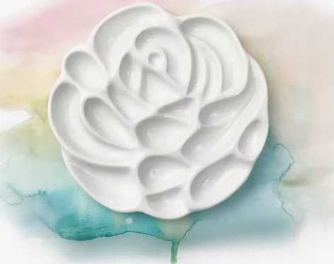 玫瑰花陶瓷水彩调色盘 尺寸，直径17CM ...