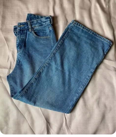 复古阔腿牛仔裤，韩国代购入，面料比优家的柔...