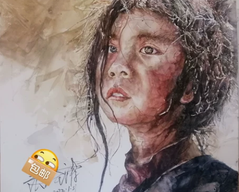 个人手绘水彩临摹刘云生作品—渴望，有意者私...
