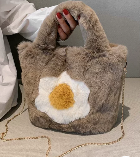 冬季毛绒包包女士2022新款潮韩系小众单肩...
