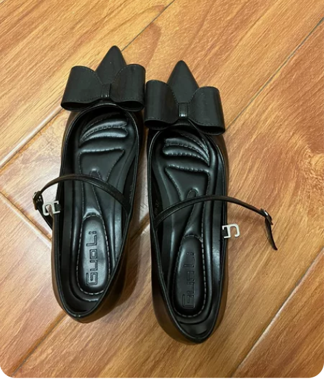 设计感小众低跟鞋法式复古玛丽珍鞋温柔蝴蝶结...