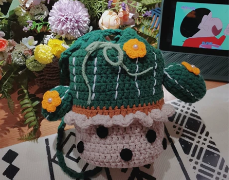 仙人掌纯手工钩针包包水桶包卡通斜挎包包 全...