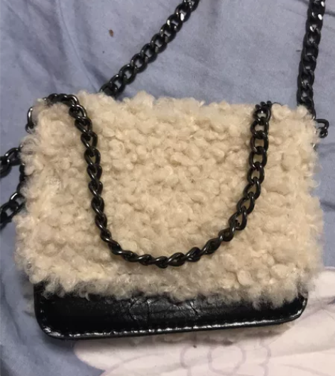 羊羔毛包包女 零钱包 斜挎包 可手提 秋冬...