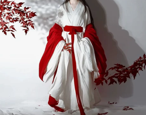 红色直裾汉服女古装女款改良广袖流仙裙魏晋风...