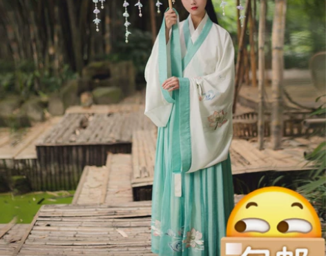 汉服 空谷记 蜉蝣交领齐腰裙,S码,交领上...