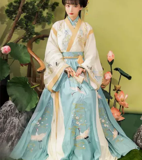 玉术原创汉服女羽集晋制齐腰魏晋风交领中国风...