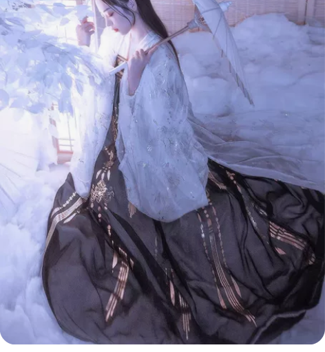 艺缕珍缕原创黑云鹤唐制汉服烫金齐胸襦裙正一...