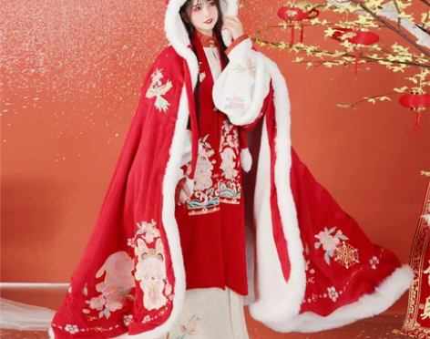 汉旭2022斗篷汉服女长款加绒加厚保暖外套...