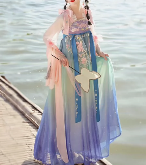 春、夏、秋季可穿，改良唐制齐胸襦裙超仙古装...