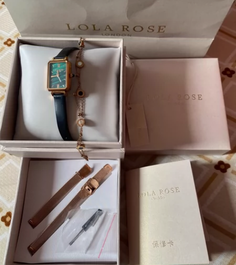 Lola+Rose小绿表+轻奢女表复古小方...