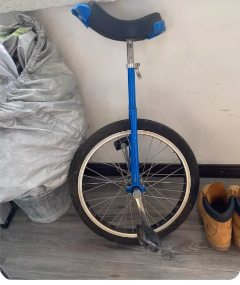 死飞独轮车 买来当玩具的，不太会玩撞了很多...