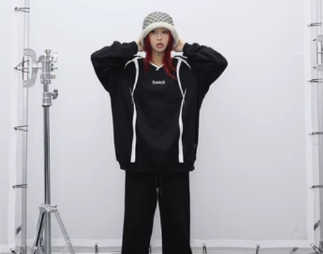 美伢FUZZYKON 春秋美式棒球宽松运动...