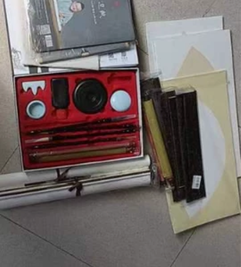 六品堂 毛笔书法套装，全套，送卷轴。 图片...