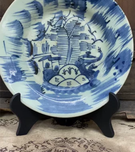清代豆青青花盘 人物盘 声明：如图是一个盘...