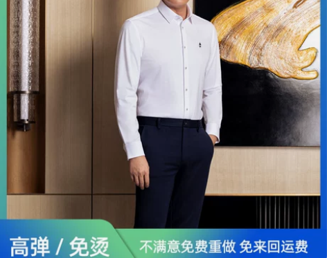 衬衫衬衣胡军力荐欧定头等舱高弹白色长袖衬衫...
