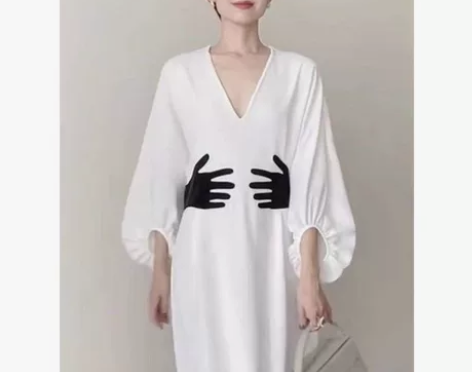 高端法式长裙子清冷高级感气质名媛别致独特v...