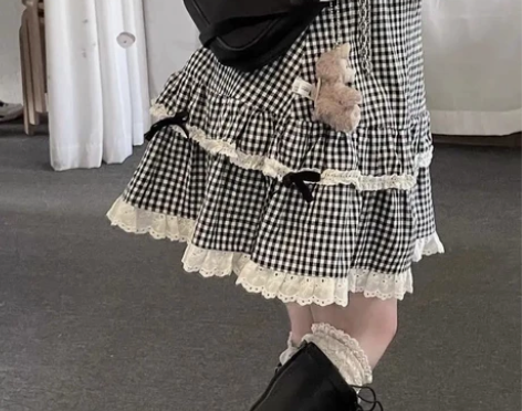 春夏仙女学生韩版日系软妹可爱高腰荷叶边蛋糕...