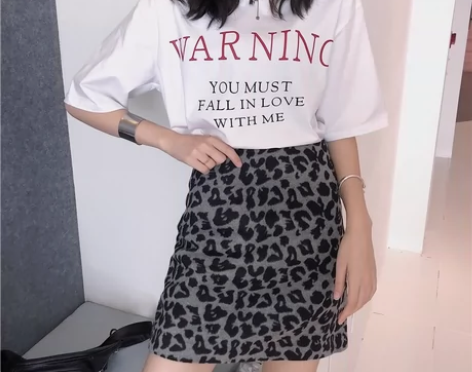 女装复古豹纹半身裙高腰显瘦a字包臀裙 一次...