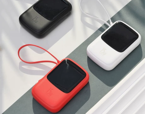 倍思#自带线充电宝10000毫安超薄小巧迷...