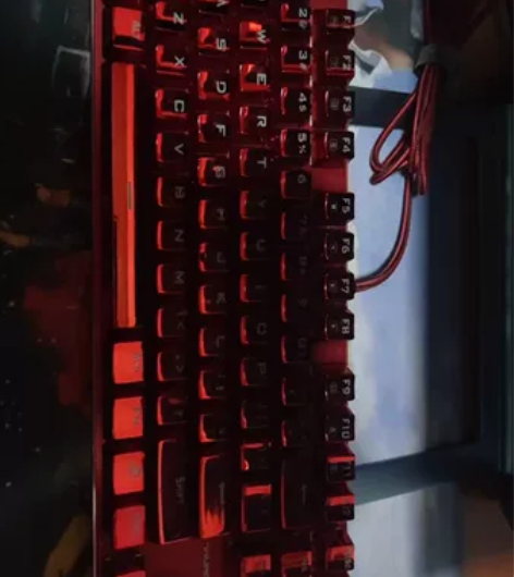 雷神红蜘蛛k750机械键盘 铝合金底盘，红...