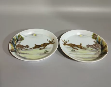 早期艺术瓷厂美研室出品 官窑精品重工手绘逐...