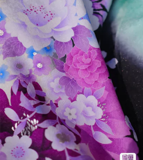 反物银通付下金彩正绢银彩振袖友禅反物和服访...