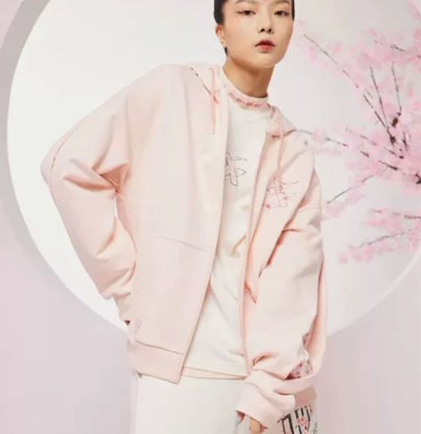 特步X少林联名款男女同款开衫外套樱花系列情...