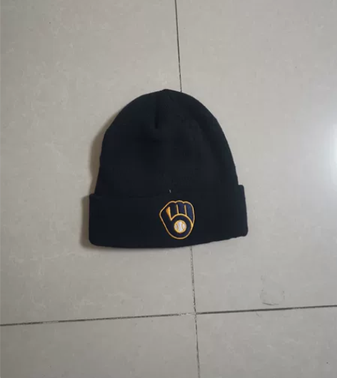 mlb棒球联盟密尔沃基酿酒人深蓝色针织帽毛...