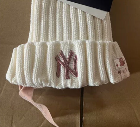 mlb正品蝴蝶结毛线帽子针织帽女潮牌NY洋...