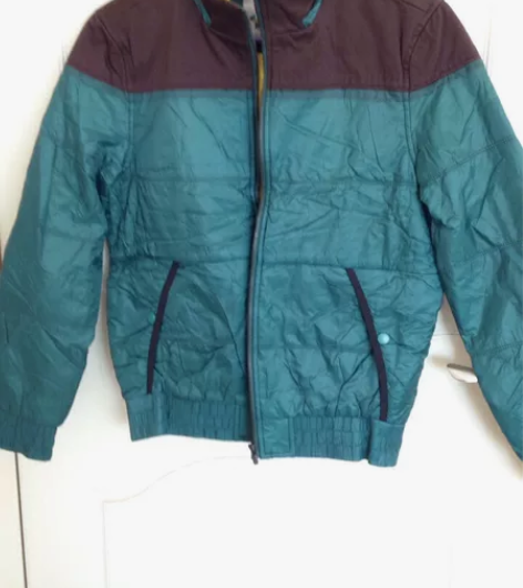 卡宾全新薄棉服m码170墨绿色文艺风 设计...