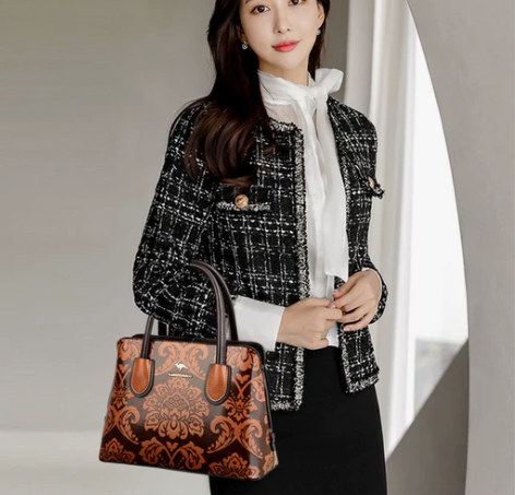 袋鼠牛皮女2023新款大容量女士手提包百搭...