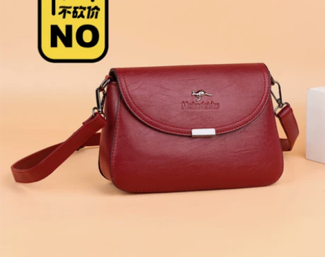 袋鼠羊皮真皮女包2021新简约单肩包挎包气...