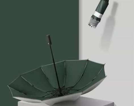 反向十骨黑胶晴雨通用自动雨伞 大号可遮1-...