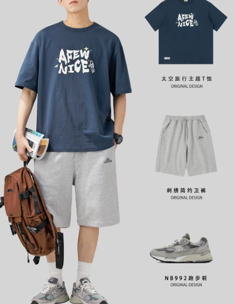 250G精梳棉 夏季短袖T恤男纯棉潮牌短t...