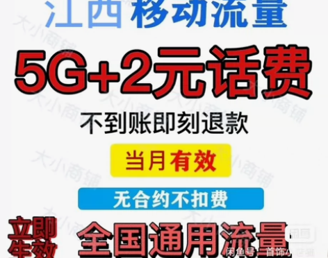 江西移动5G全国通用流量 当月有效 国内通...