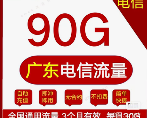 广东电信90G 5G网络每个月30G拍下马...